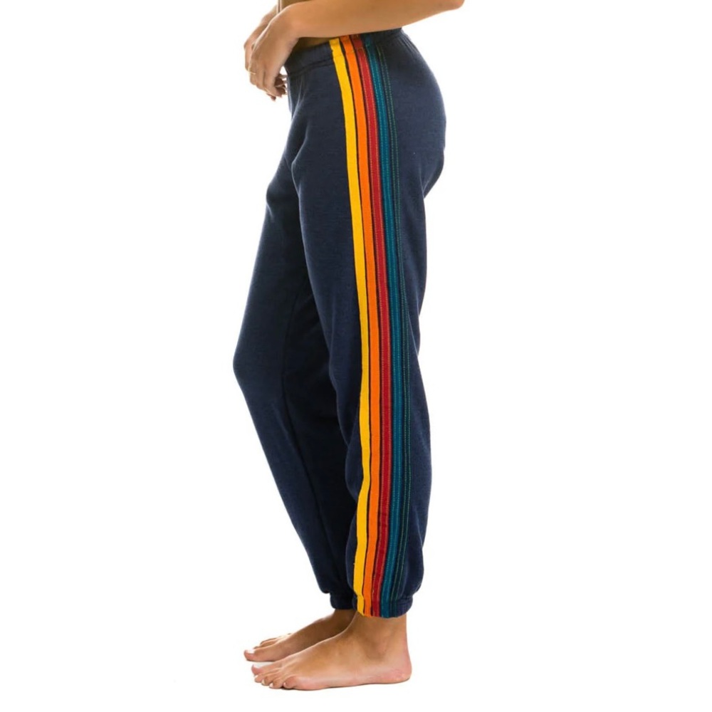 Aviator Nation 5 stripe navy blue sweatpants S